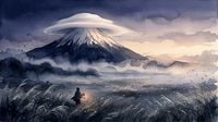 山頂に宿る白い帽子：富士山の笠雲